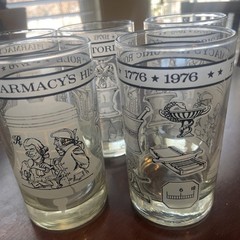 5 Libby MCM Pharmacy’s Historic Role 1776-1976 Glasses 5-5”