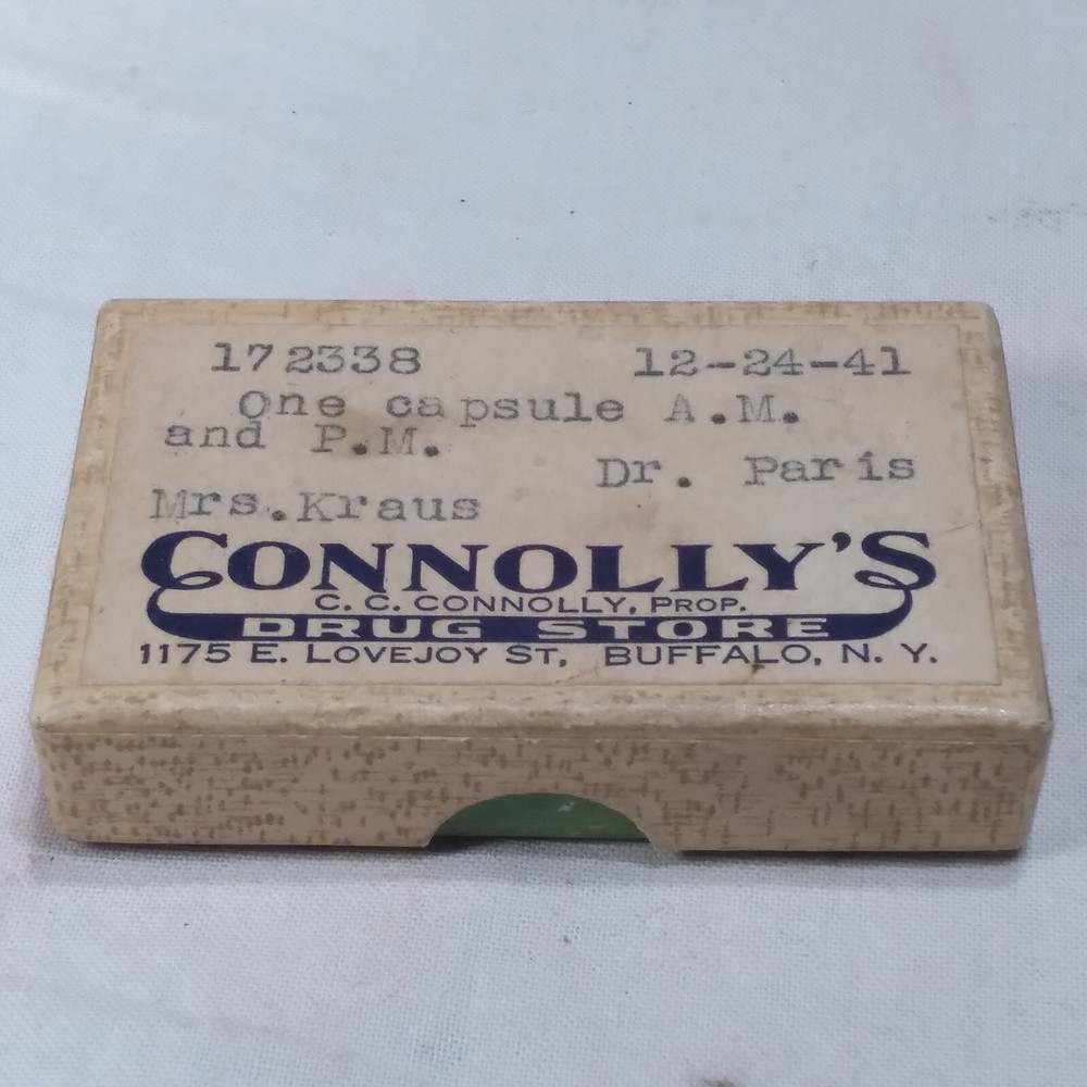 Antique Cardboard Drug Store Prescription Medicine Box 1941