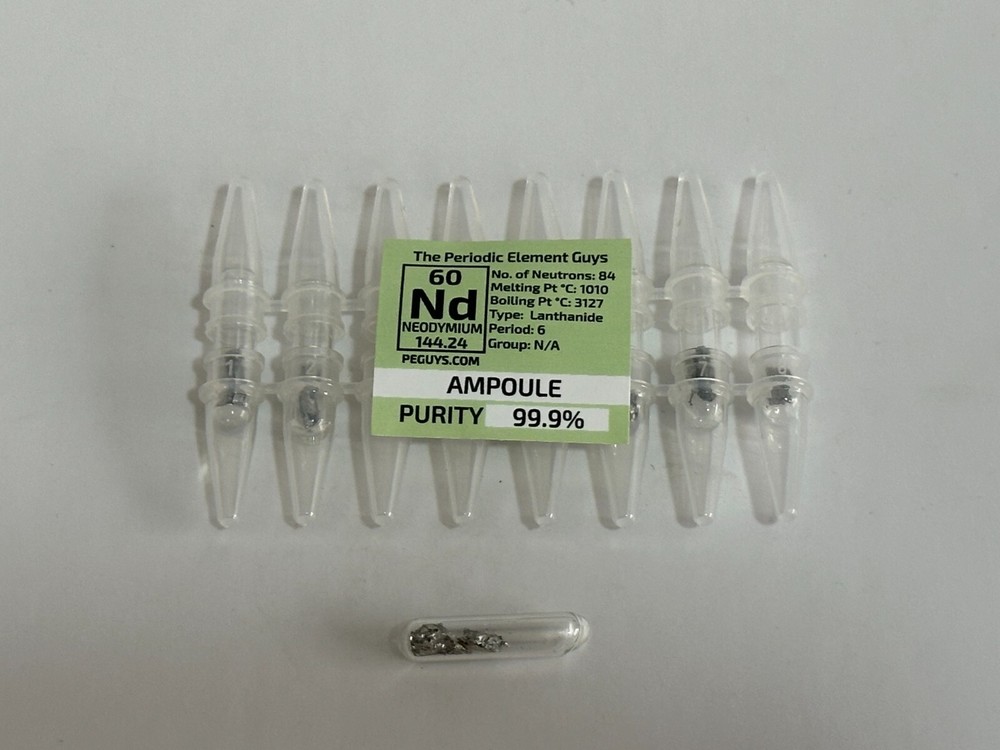 8 x Neodymium Metal 99.9% un-oxidized Argon Ampoules WHOLESALE Periodic Elements