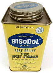 Vintage 1950s BiSoDol Antacid Metal Advertising Tin New York NY
