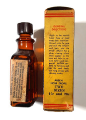 Vintage 1939 ARZEN NOSE DROPS Never-Used BOTTLE & BOX~Laboratories, CLINTON, IA.