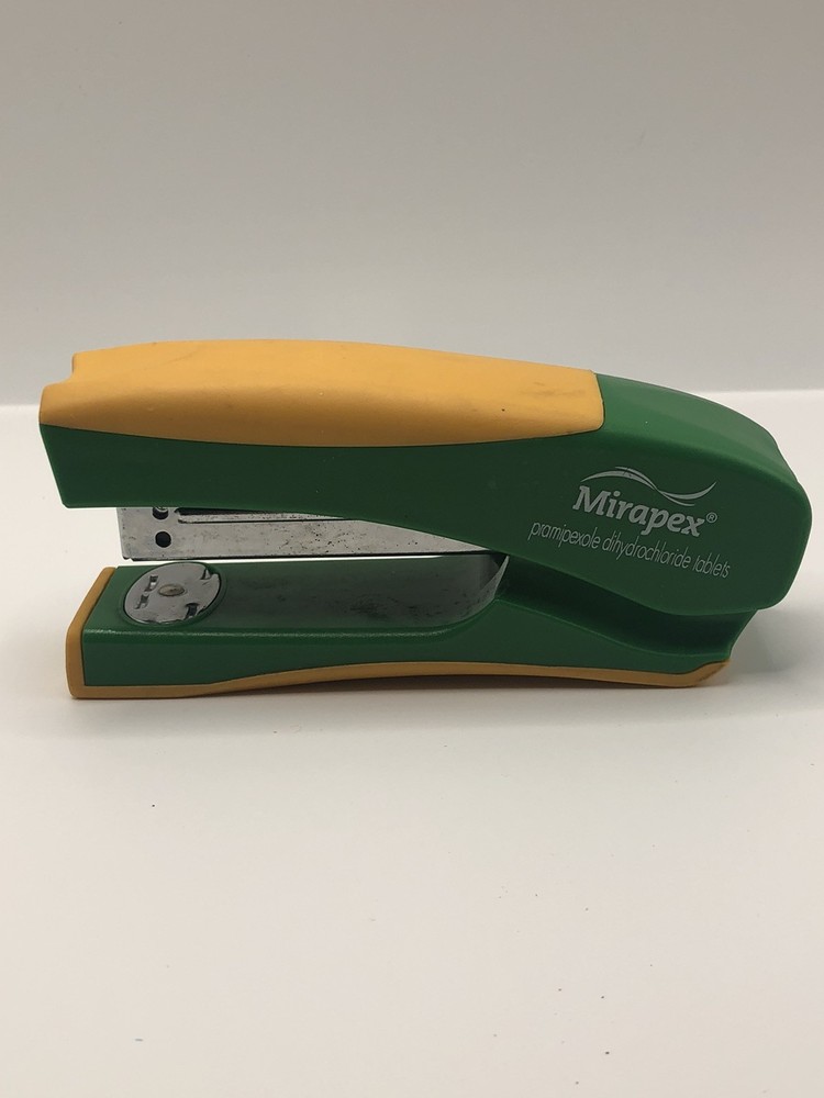 Mirapex Mini Stapler with Green Yellow Staples Drug Rep Pharmaceutical Super