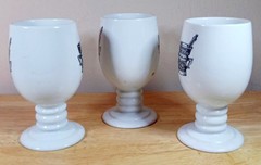 VTG Set of 3 Mortar & Pestle Medicine RX Apothecary Pedestal Mugs White EUC