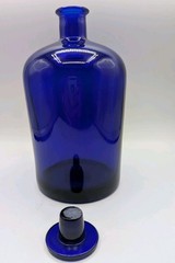 Chemist Apothecary Pharmacy Bottle Cobalt Blue 9.5” Glass Stopper Vintage