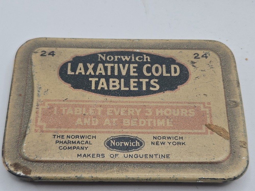 Vintage Norwich Laxative Box Cold Tablets RX Medicine Medical Unused