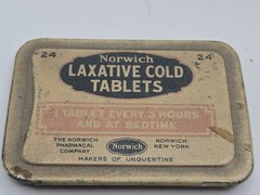 Vintage Norwich Laxative Box Cold Tablets RX Medicine Medical Unused