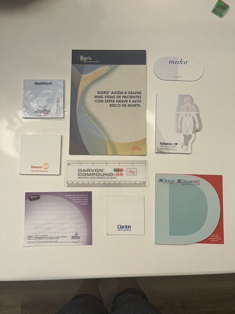 8 Pharmaceutical Notepads + 1 Ruler (Claritin, Nexium, Diovan, and more)