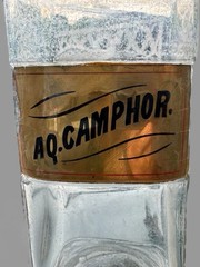 Antique Pharmaceutical Apothecary Medical AQ. Camphor 12″ Glass Bottle Jar