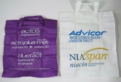 Actos Advicor Foldable Reuseable Tote Bag Drug Rep Pharmaceutical Promo Lot of 2