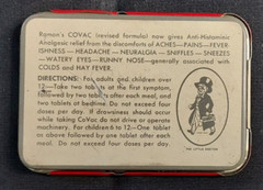 Old Empty Advertising Medicine Tin Ramon’s COVAC Colds Hay Fever Brown Mfg Leroy