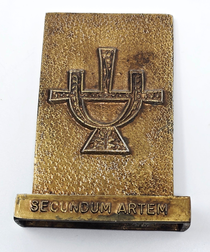 1978 BRASS Paperweight Vinegar Rx TINACTIN Pharmacy Bookend USA