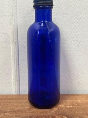 Cobalt Blue Coral Compackage Glass Antique Medicine Pharmaceutical Bottle
