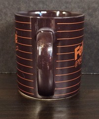 Vintage Feldene Piroxicam 20mg Pharmaceutical Advertising Coffee Mug Brown Promo