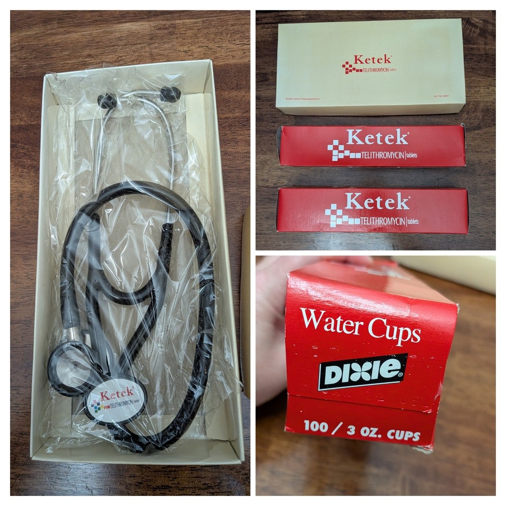 NIB KETEK LOT ’06 Medical Stethoscope ’04 Dixie Cups Boxes Pharma Rep Giveaway