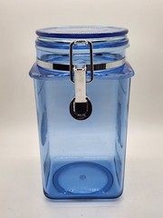 Vintage Pharmaceutical Drug Rep Protonix IV Clear Blue Plastic Canister Jar
