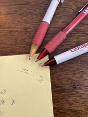Lot of 3 Lexapro Medical Drug Rep Pharmaceutical Pens Red Grip White Gold Forest