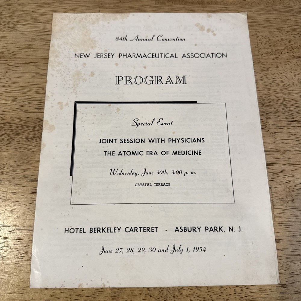 84th Annual New Jersey Pharmaceutical Association 1954 Program