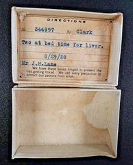 1928 Prescription 3″ Hinged Cardboard Box Silver Palace Pharmacy „Phone 51“