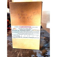 Vintage CARGENTOS Box 3 vials 20 tablets HK Mulford Silver Nitrate