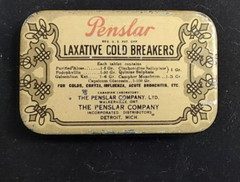 Old Advertising Medicine Tin Penslar Laxative Cold Breaker Detroit Michigan
