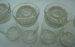 Vintage 4 Apothecary USA Medicine Bottles Jars WITH GROUND GLASS STOPPERS