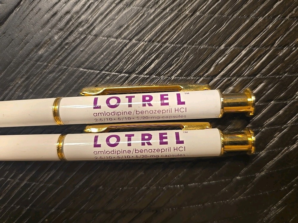 Lotrel PENS Metal Drug Rep Pharmaceutical Promo Advertising Pens Lot of 2 Writes