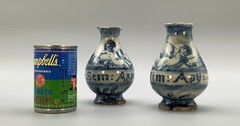 17th-Century Italian Savona Majolica Albarello Drug Pharmacy Jar Bottles
