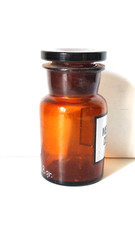 METHYLENUM COERULEUM, Vintage Glass Apothecary Pharmacy Brown Jar, 100 ml, Cap