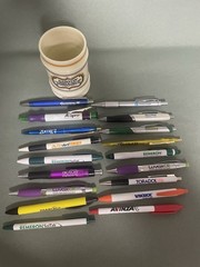 Lot of 18 Pharmaceutical Drug Rep Promotional Pens Metal & Plastic W/Glass Jar