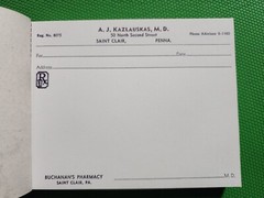 New Old Stock Prescription Pad Doctor PA 1950’s RX U.S. Act 1951