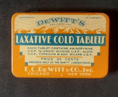 Old Empty Medicine Tin DeWitt’s Laxative Cold Tablets EC DeWitt Chicago New York