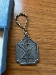 Vintage The Romance Of Pewter Medical Symbol Keychain