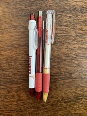 Lot of 3 Lexapro Medical Drug Rep Pharmaceutical Pens Red Grip White Gold Forest