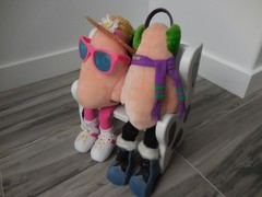 Atrovent Nasal Spray Plush Advertising Promo Giant Noses on Bench Earmuffs Scarf