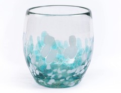 9 oz Hand Blown Mexican Drinking Glasses – Set of 6, 9 fl oz each, Ocean Blue…