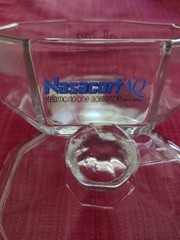 Vintage Allegra & Nasacort AQ Glass Candy Dish Pharma Rep Swag Promo 5″ w/cover