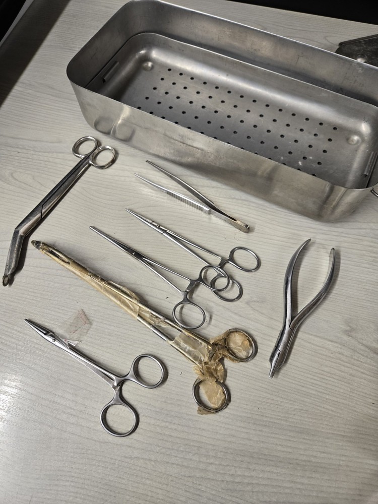 Vintage USSR Surgical Instruments Set w/ Sterilization Tray Soviet Medical Tool