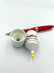 VTG MedXpress Capsule Highlighter with Red & Gold Ballpoint Drug Rep Promo Pen
