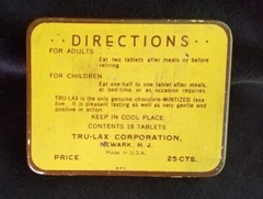 New Old Stock Medicine Tin Tru-Lax Chocolate Mint Laxative Trulax Co Newark NJ