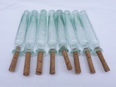 2 X Old Small Medicine Glass Pharmacy Bottle Green Long Approx. 10.0 Cm