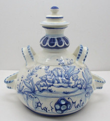 Amazing Pharmacy Apothecary Jar „Aq Mele“ Blue and White Hand Painted Deer