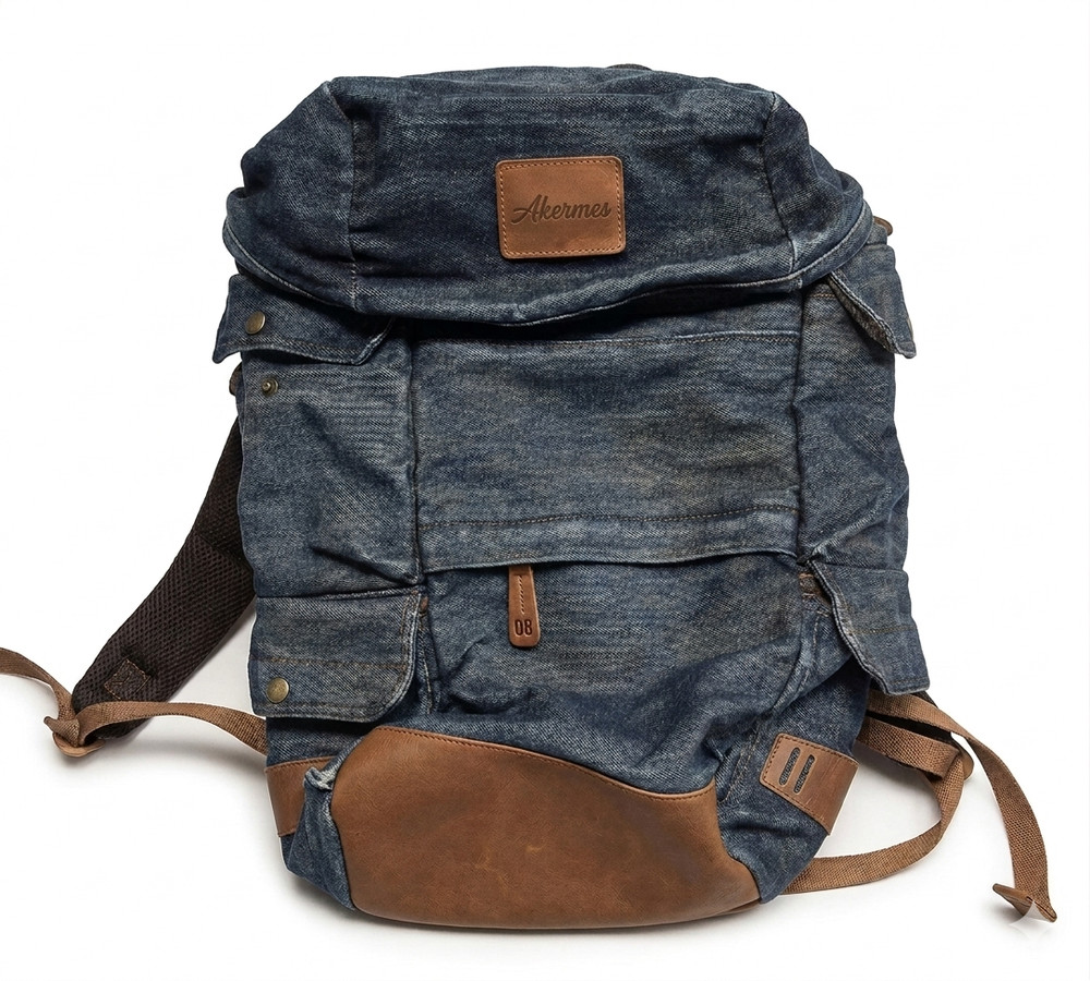 Vintage Akermes Pharmaceutical Drug Rep Promotional Backpack Denim Logo Blue