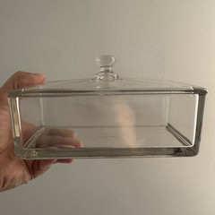 Antique Caulk Clear Glass Covered Box w/ Lid Included, Rectangular