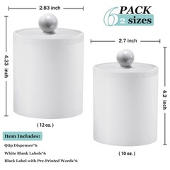 SheeChung 6 Pack White Acrylic Apothecary Jars – Shatterproof Qtip Holder Dis…