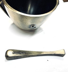 Vintage Deco Rx Pharmacy Class 1972 Brass Mortar and Pestle 4″ tall x 6″ wide