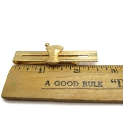Pharmacy Apothecary Mortar & Pestel Tie Clip Tie Bar Vintage Gold Tone