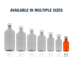 Ezy Dose Amber Oval Liquid Medicine Bottles, 2 oz Storage, Child-Resistant Pu…