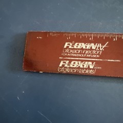 Faded Worn Floxin Ofloxacin Brown Pharmaceutical Drug Ruler