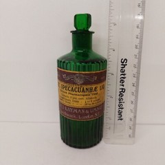 Labeled Wright Layman Umney Ltd London Emetic Ribbed Chemists Apothecary Bottle