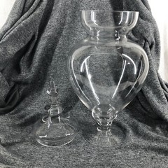 HUGE Vintage Ribbed & Footed Glass Chemist Carboy / Apothecary Display Jar